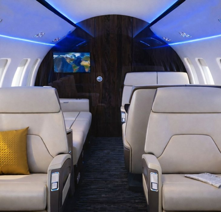 LED wash lighting on a business jet window